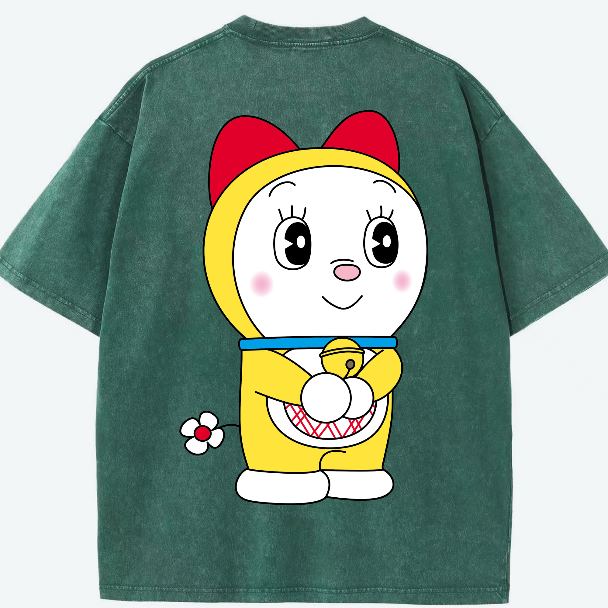 （画像用） ドラえもん ドラミ Doraemon Dorami 綿100% ヴィンテージ風 半袖Tシャツ（背面プリント）